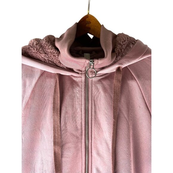 Athleta Triumph Rose Pink Luxe Shine Women Sherpa Lined Hoodie Jacket, Medium - Picture 10 of 16